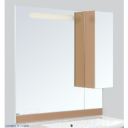 Зеркало-LED GLASS-TWIN 75 - H110 со шкафчиком, с цветной вставкой (правый) 